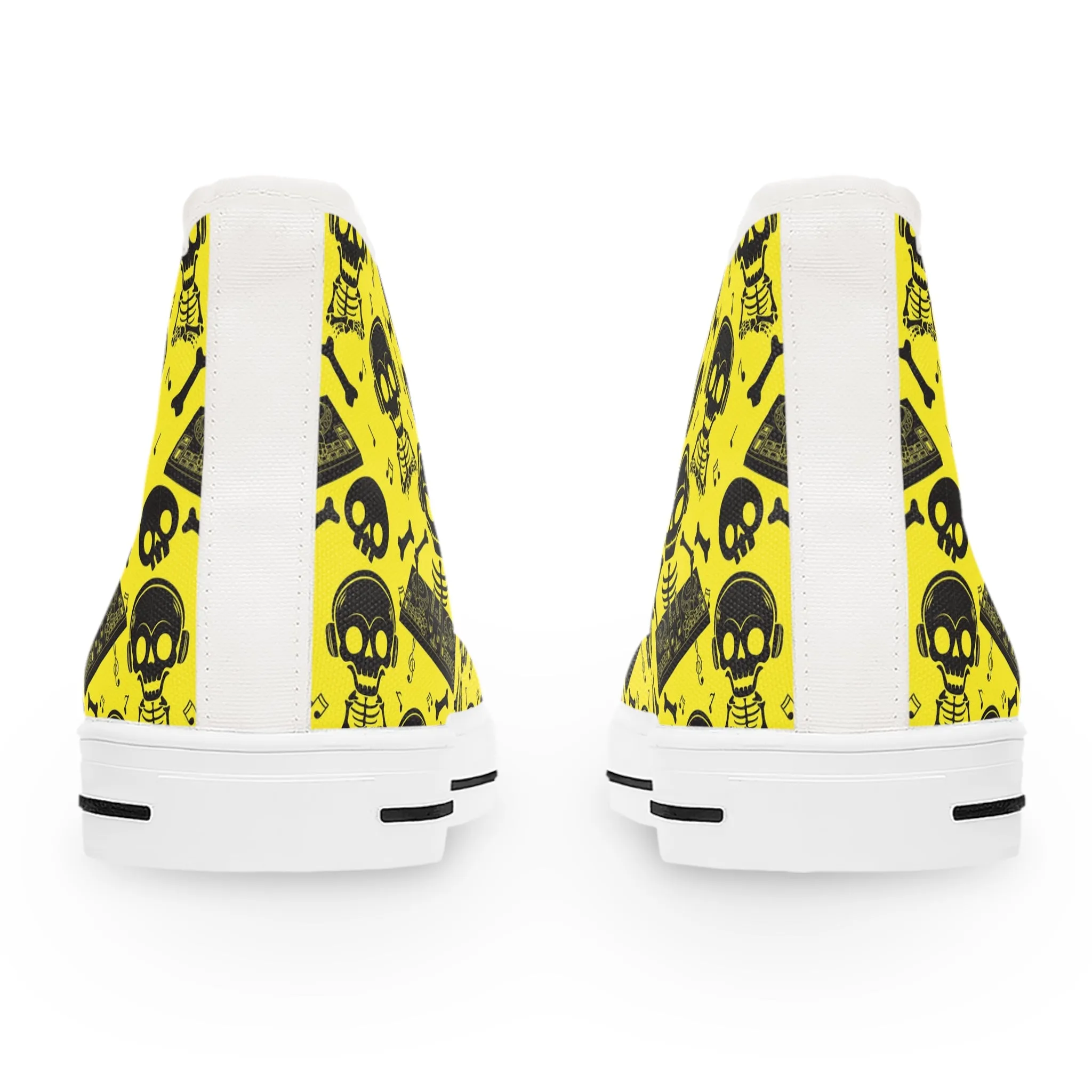 Skulls and Yellow Background Women's High Top Sneakers