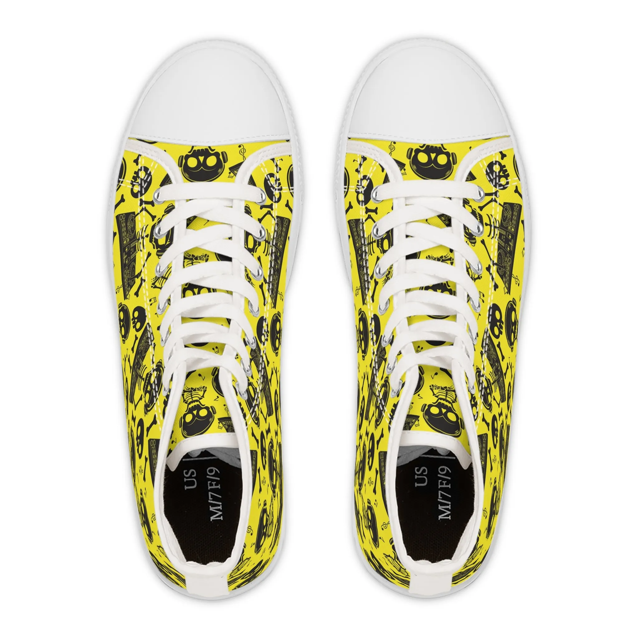 Skulls and Yellow Background Women's High Top Sneakers