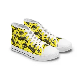 Skulls and Yellow Background Women's High Top Sneakers