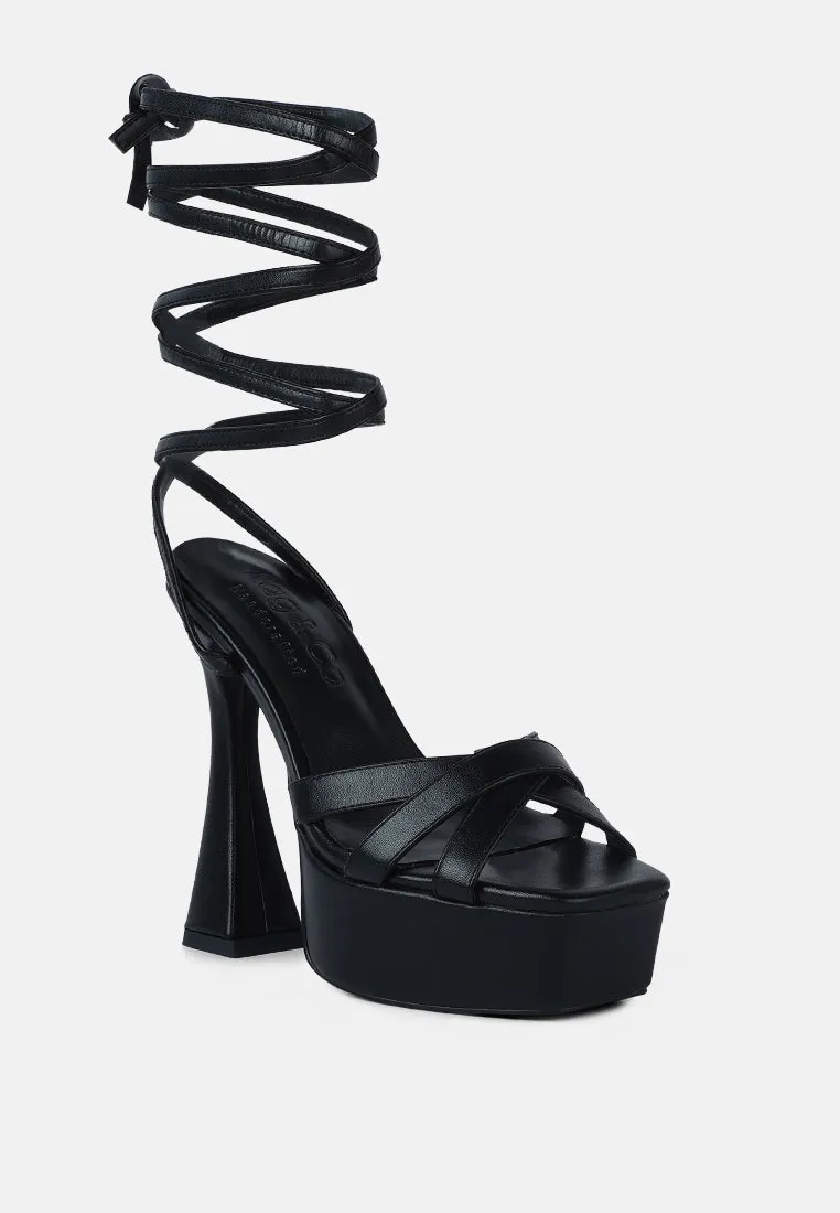 SPLITSOUL Black Lace Up High Platform Sandal