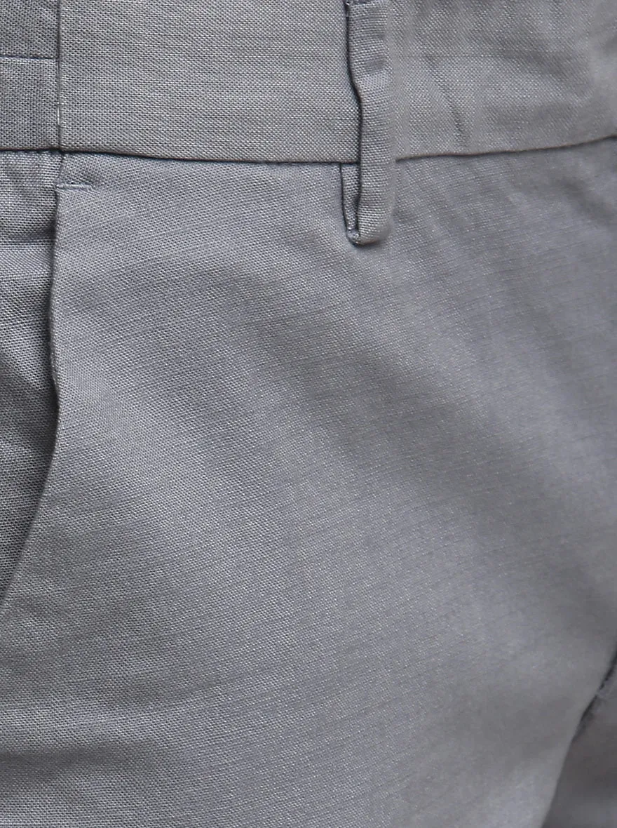 Steel Grey Solid Super Slim Fit Casual Trouser | Greenfibre