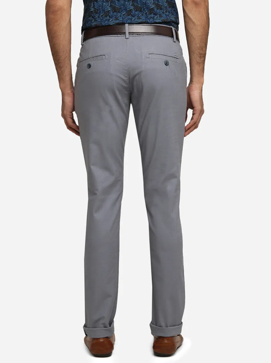 Steel Grey Solid Super Slim Fit Casual Trouser | Greenfibre