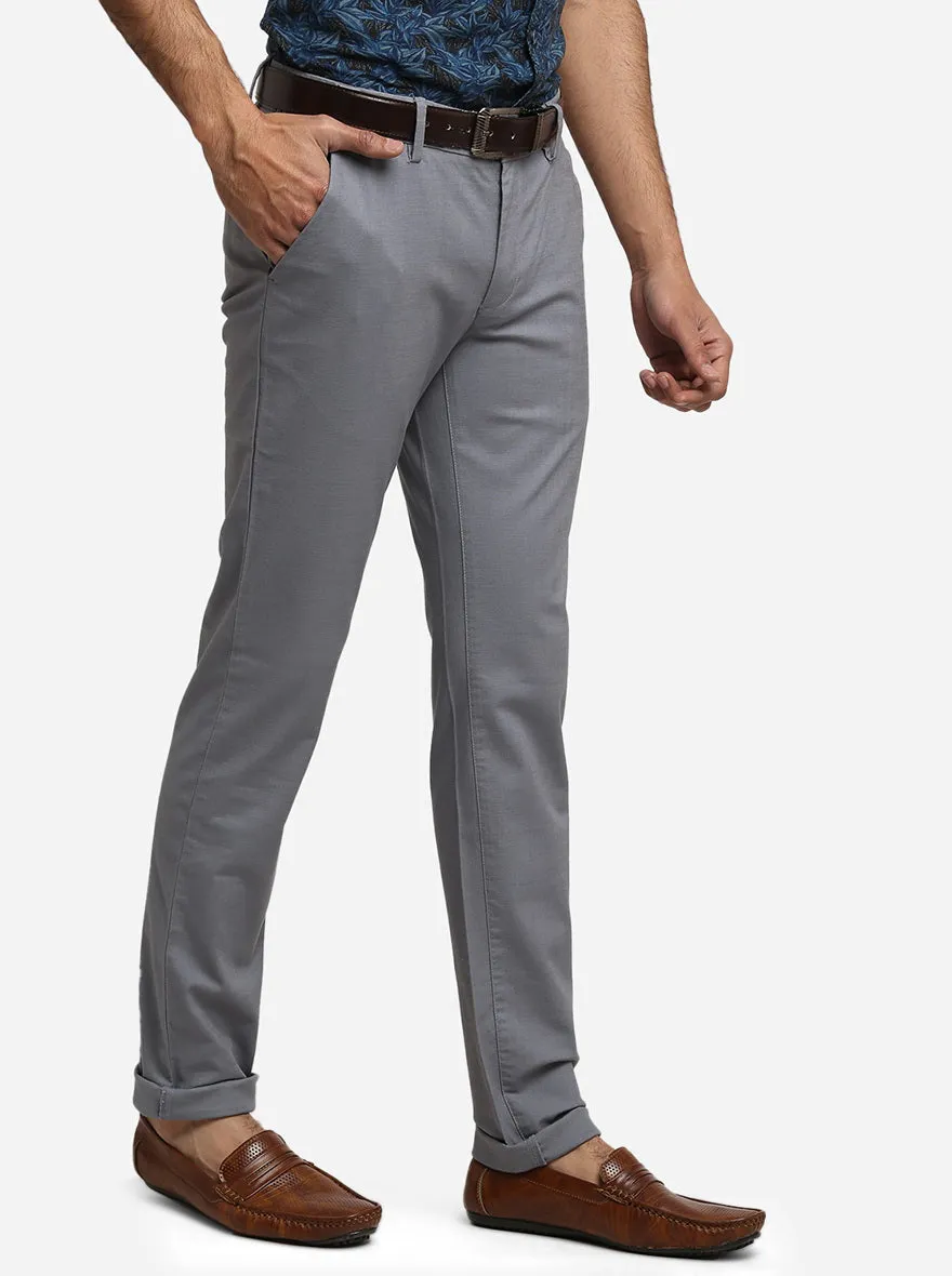 Steel Grey Solid Super Slim Fit Casual Trouser | Greenfibre