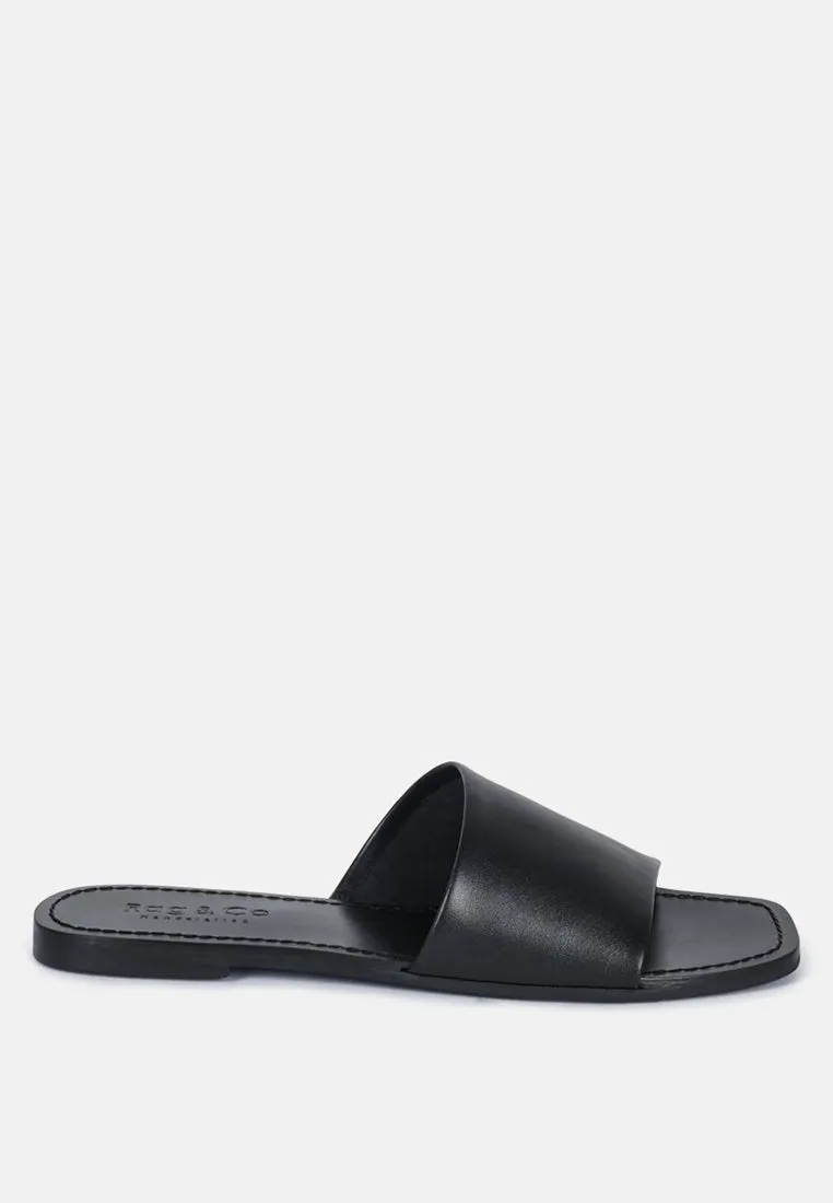 TATAMI Black Leather Classic Slide Flats