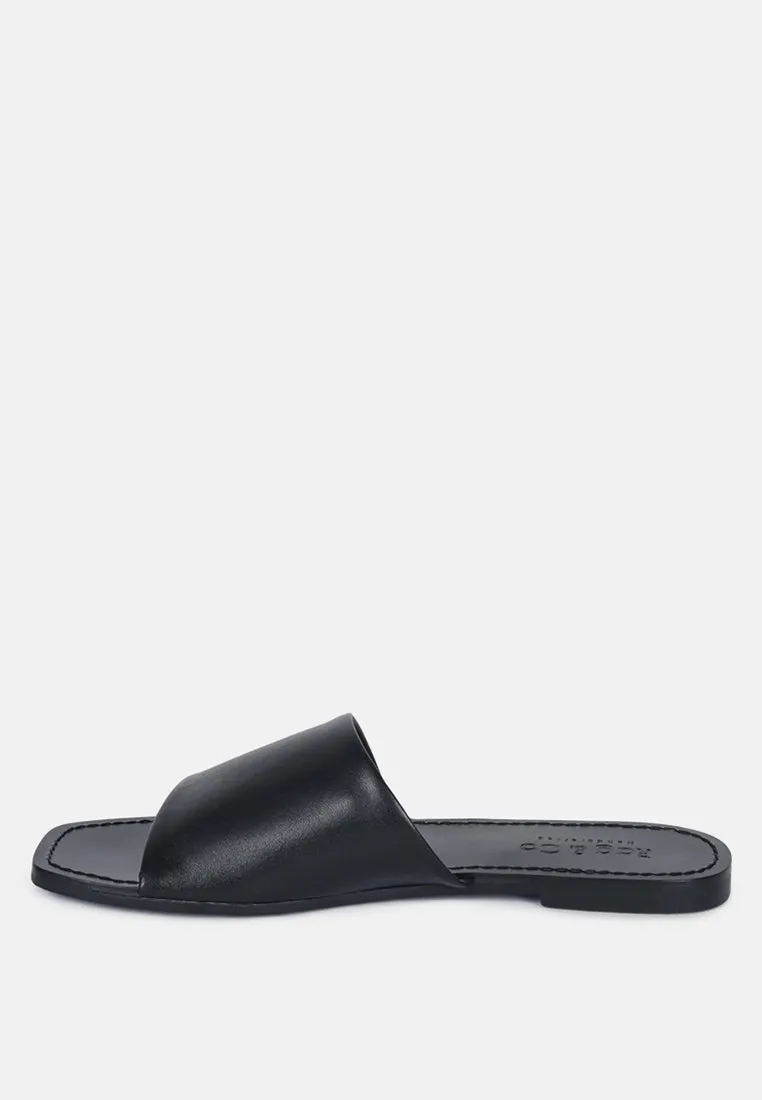 TATAMI Black Leather Classic Slide Flats