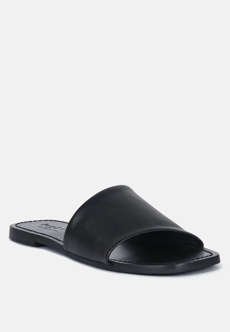 TATAMI Black Leather Classic Slide Flats