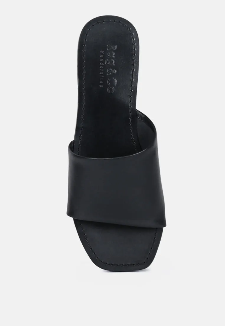 TATAMI Black Leather Classic Slide Flats