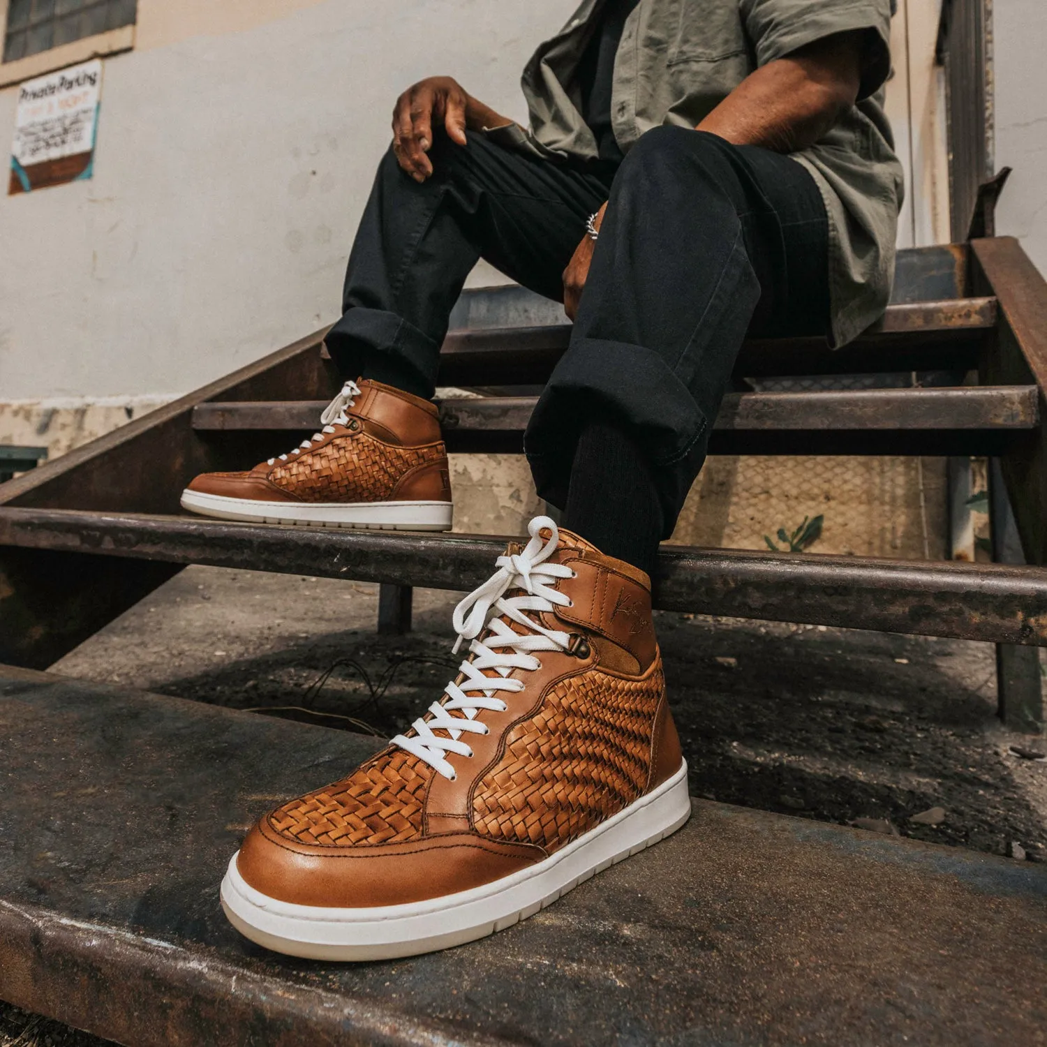 The Rapido High-top Sneaker in Brown Woven (Last Chance, Final Sale)