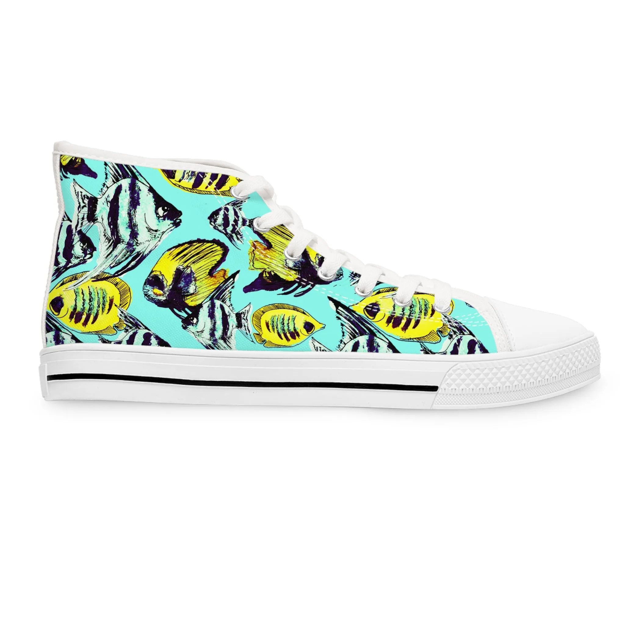 Yellow Exotic Colorful Fish Women's High Top Sneakers